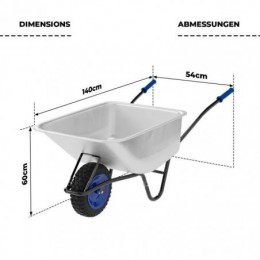 Brouette de Jardin TIMBERTECH Max 210 kg, Pneu Ø40cm Capacité 100l Bleu